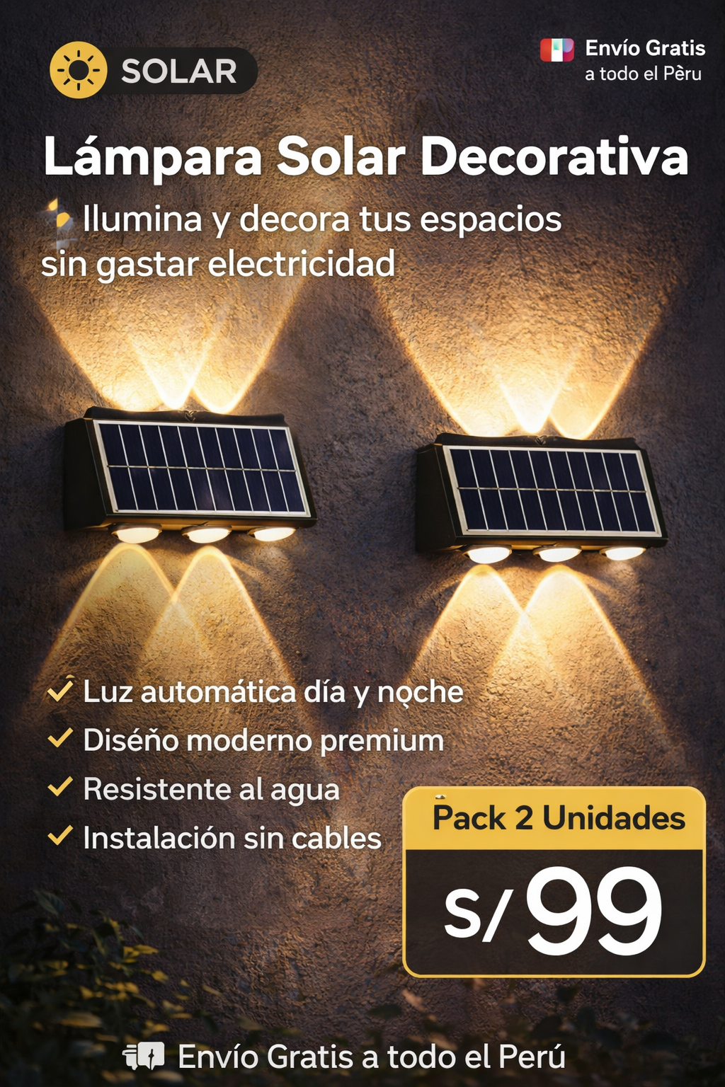 LĂĄmpara Solar Decorativa Pack de 2 Unidades