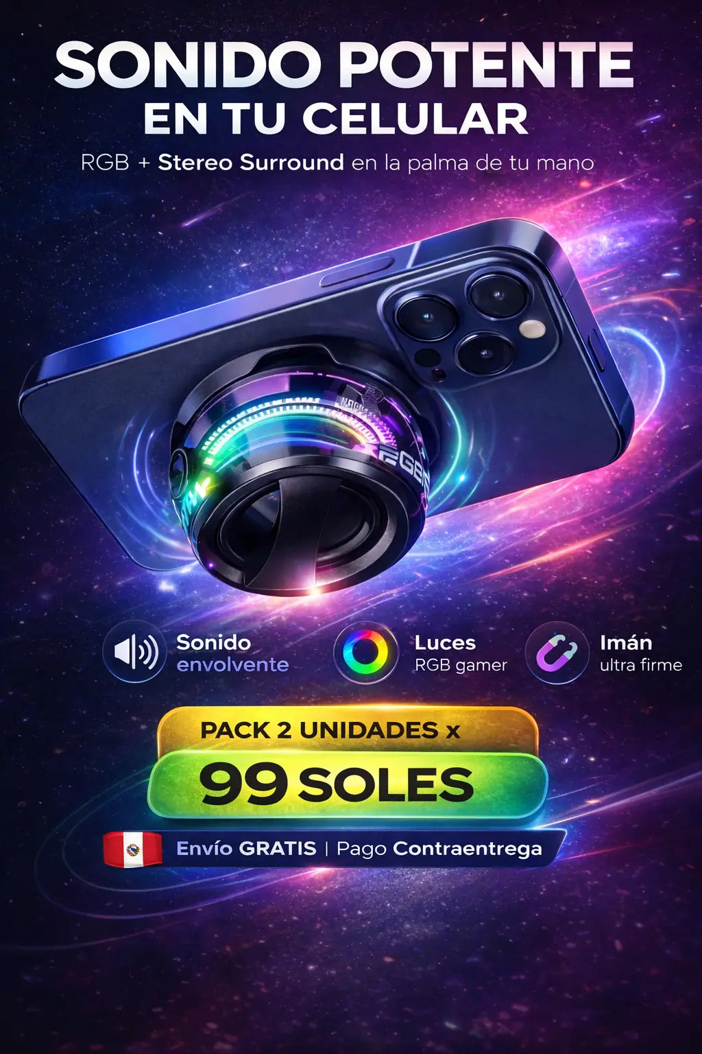 Mini Speaker RGB Magnético G200 2 unidades por 99 soles