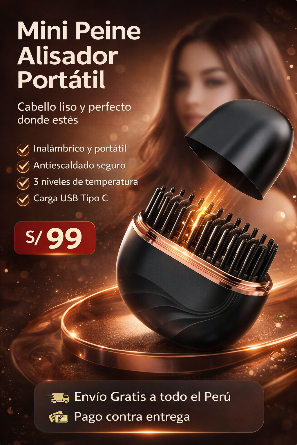 Mini peine alisador de cabello Multifuncional